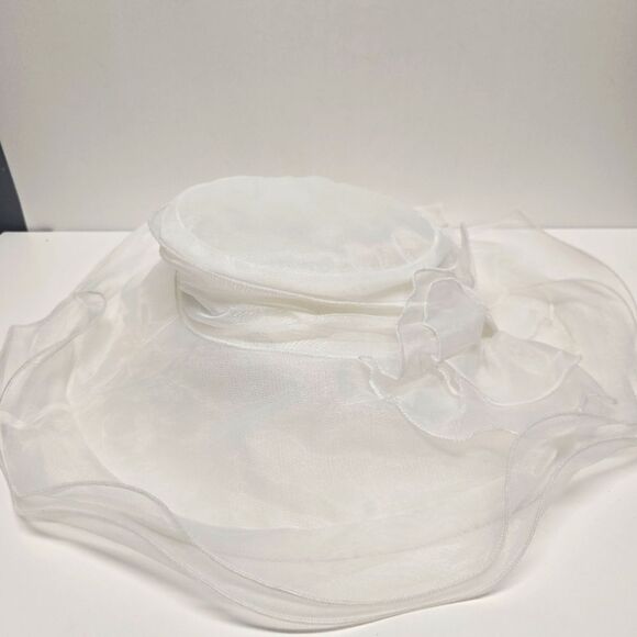 Vintage Betmar Women's White Organza Wedding Hat Bow Kentucky Derby Church NWT - Picture 3 of 8